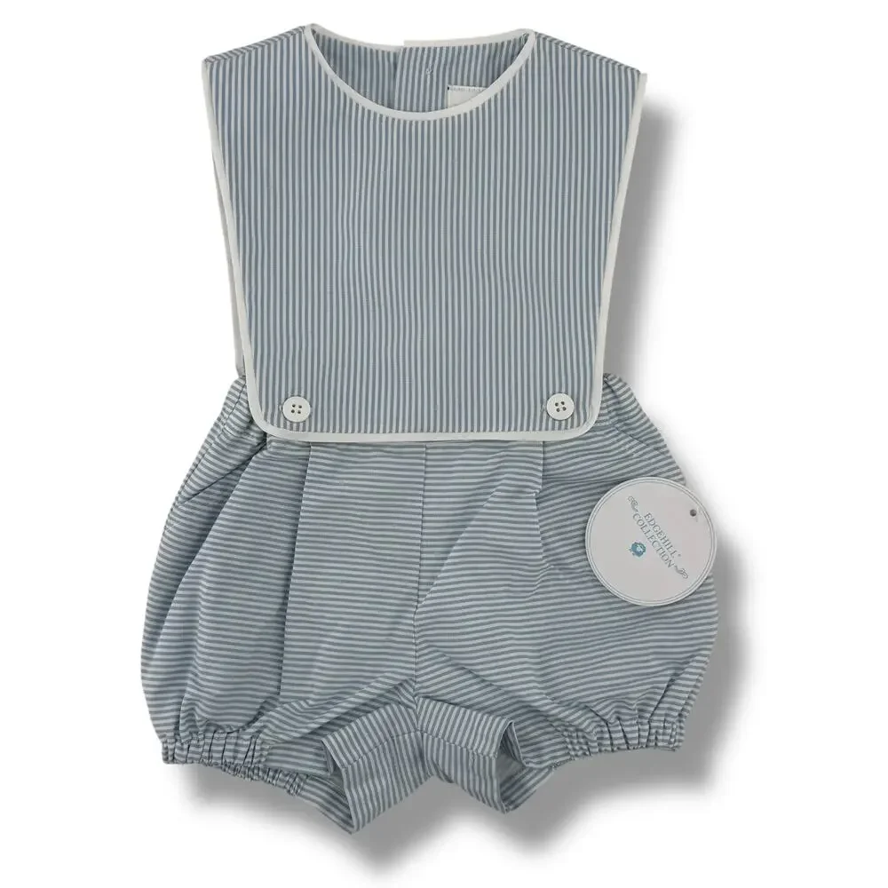 Edgehill Collection Bib Shortall Romper Baby Boys Sz Newborn Blue White Stripe